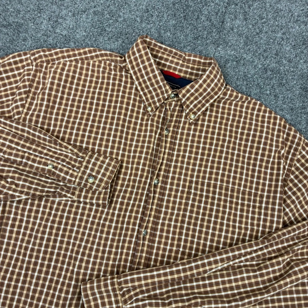 Wrangler Mens Size Medium Plaid Button Down Shirt Cool River Cotton Long Sleeve